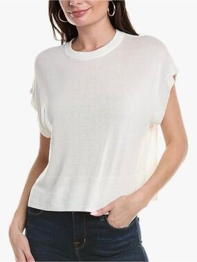 CeCe White Short Sleeve Knit Top